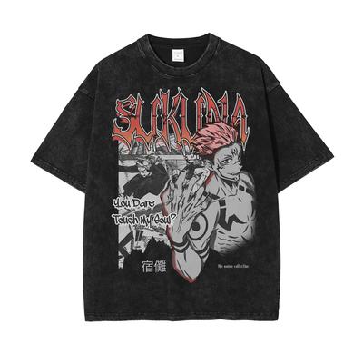 Ryomen Sukuna Anime Jujutsu Kaisen Harajuku Vintage Washed T-Shirt Cotton Men Streetwear Oversized Women Short Sleeve