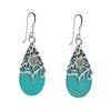 Hollow Carved Ethnic Style Earrings, Turquoise Seiko Earrings