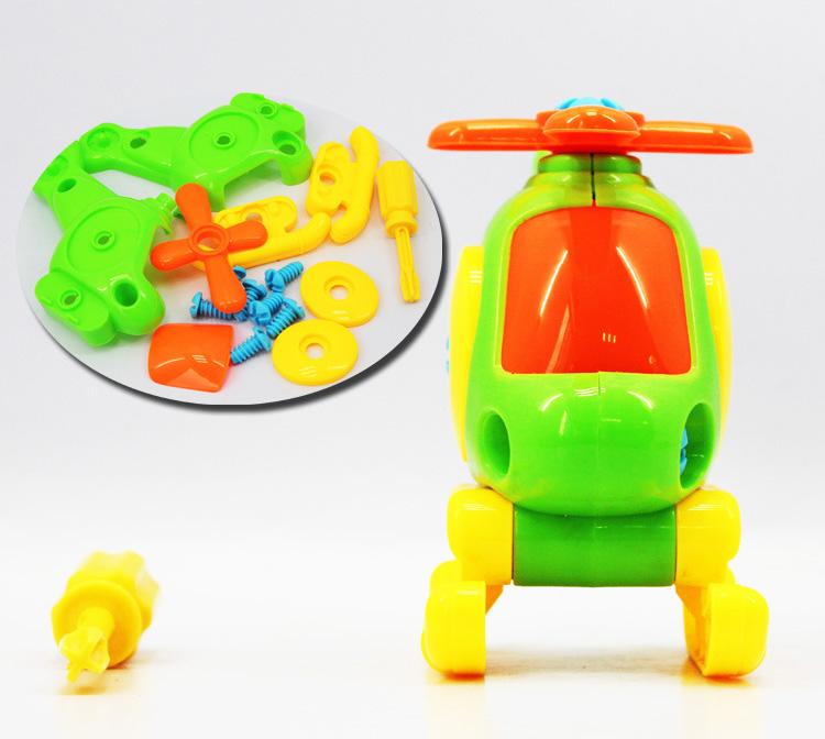 Puzzle Blocks Plastic Insert Train Helicopter Shape Screwing Disassembly Blocks for Children Educational Toys Scale Models