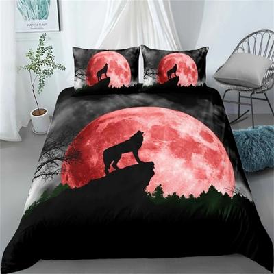 Wolfsmond Bettwäscheset Tier 3D Polyester Kissenbezüge Bettbezug Heimdeko Geschenk Einzelbett King Queen Bettbezugset