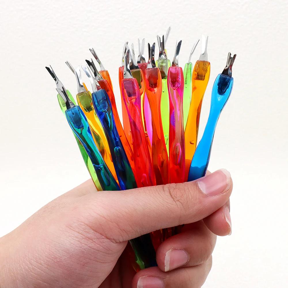 

10pcs Transparent Cuticle Pusher 6 Colorful Tools for Perfect Nails High-Quality Metal Tips Manicure Pedicure Nail Art Care Tool