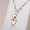Cute Cat Pendant Necklace For Girls  Rose Gold Color Natural Zircon Accessories Children Xmas Gifts Animal Jewelry
