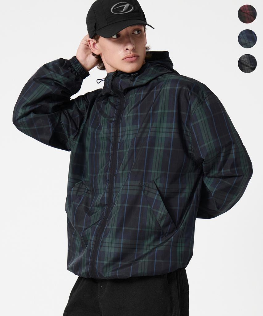 TRILLION City Utility Check Hooded Windbreaker_3Color