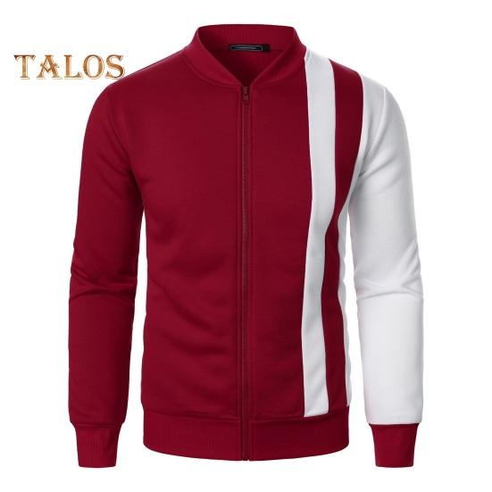 Herr Höst Vinter Kappa Ståkrage Dragkedja Dragsko Färgblock Sportjacka med Elastiska Ärmslut och Fåll Slim Fit Fitness Ytterkläder