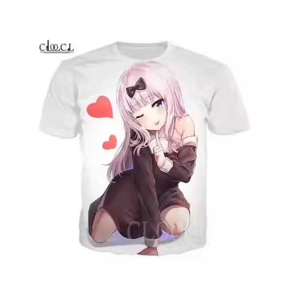 Chika Fujiwara T-shirt Top 3D Print Anime Kaguya Short-sleeve T-shirt Sportswear Casual Street Trend