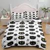 Kawaii Bettwäsche Set Cartoon Katze Muster Bettbezug Kinder Quilt Kissenbezüge Einzel Twin King Queen Bettwäsche Heimtextilien