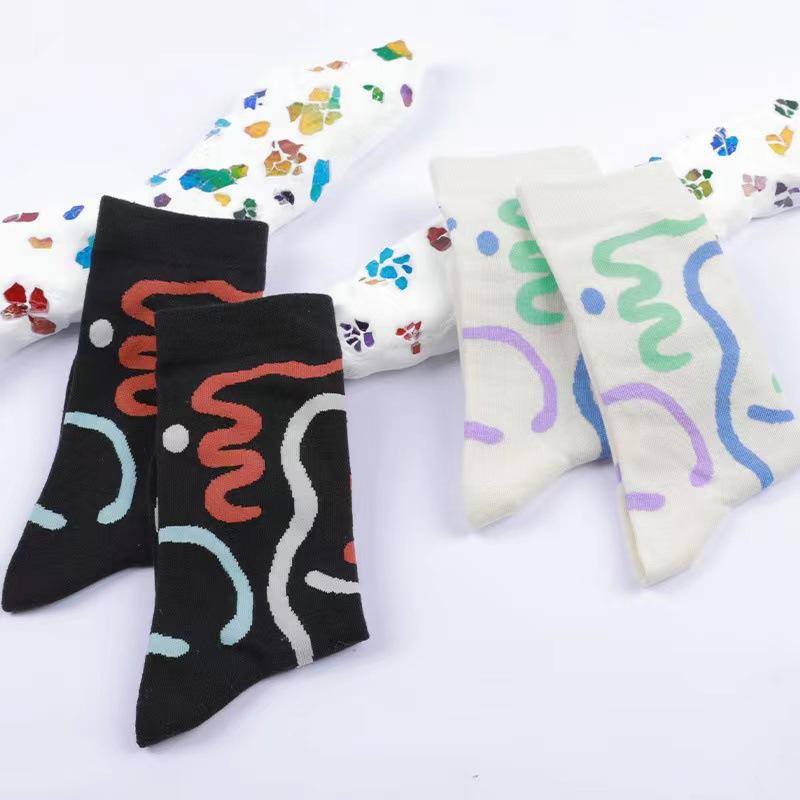 Women's Mid-calf Socks Symbol Space Trendy Socks Student Women's Socks Pop Style Line Socks
