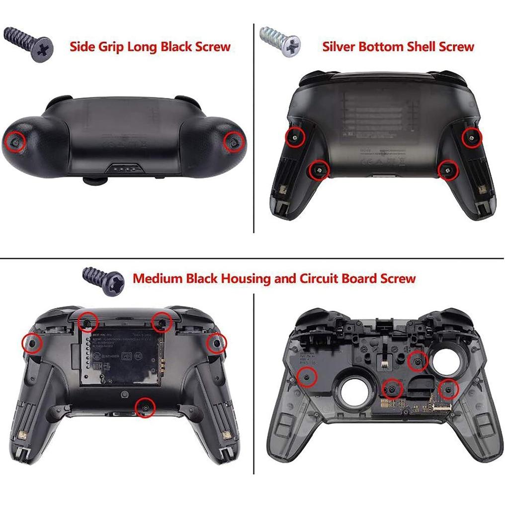 eXtremeRate Switch Pro Controller Faceplate Backplate Clear DIY Replacement Grip Housing Case Cover for Switch Pro Controller Clear Handle, -