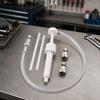 Plastic Brake Fluid Service Pump Kit with Clear Flexible Tubing, Two Straight Tubes and Threaded Connection Pieces for Vehicle Maintenance
