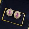S925 Sterling Silver High Carbon Diamond Ice Flower Cut Stud Earrings In Dreamy Purple Taro