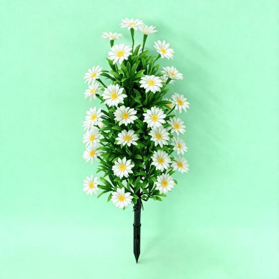 Artificial Flower with Ground Spike Outdoor Faux Wildflower Bushes UV Resistant Fake Topiary Bouquet for Home Garden Yard Patio