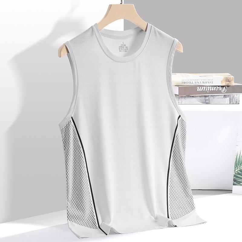 Men's Summer Ice Silk Quick-Dry Sleeveless Sports Vest: Breathable, Lightweight, Versatile, and Trendy