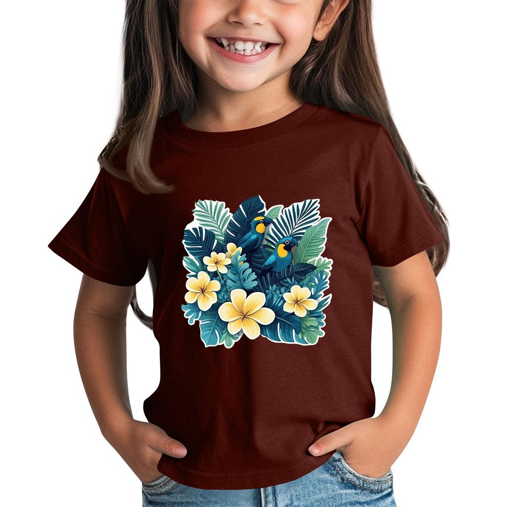 Mote for barn Daglig Trykket Rund hals Kortermet Casual T-skjorte Topp