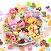 100Pcs Dessert Candy Donut Cookie Cake Mix Designs Resin Flat Back Cabochon Art Supply Decoration Charm Crafts