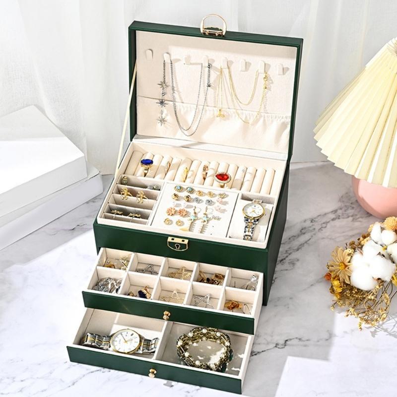 Elegant Jewelry Holder Spacious Multi Tiered Necklace and Earring Organizer with Compartments Jewellery Stoarge Box