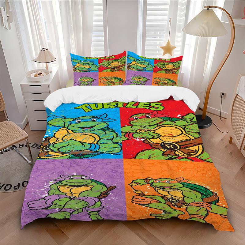 

3-piece Постельное белье Черепашки-ниндзя TMNT Декор для гостевой комнаты Спальни Рождественский Хэллоуин Декор Подарки - Все Сезоны (Без вкладыша)a1013164 135x200cm