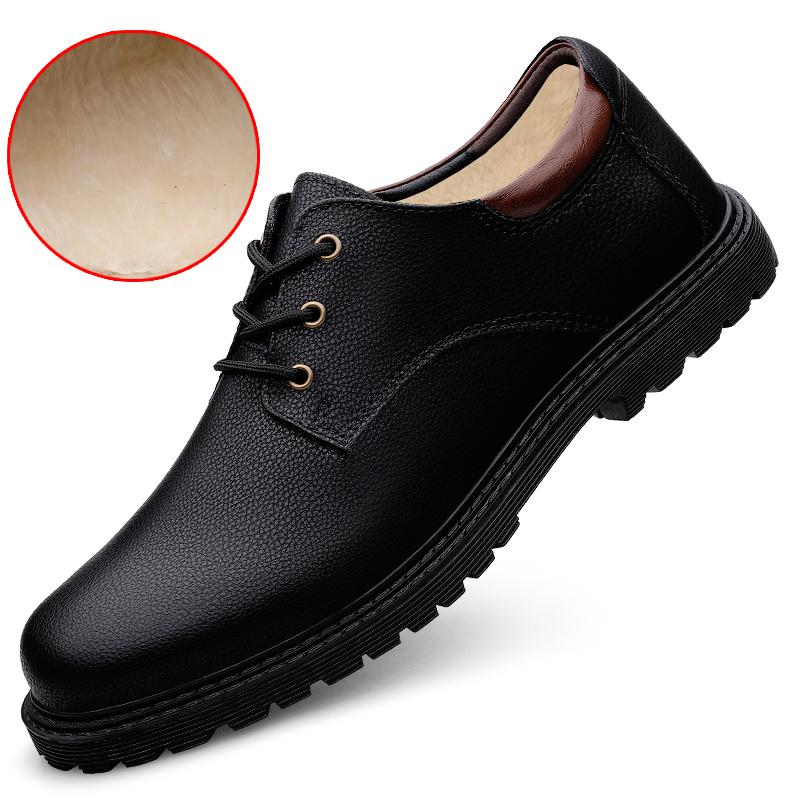 Fashion Autumn Winter  Warm Plush Men Outdoor Shoes England Trend Casual Shoes Male Suede Oxford Wedding Leather Dress Office Work Shoes