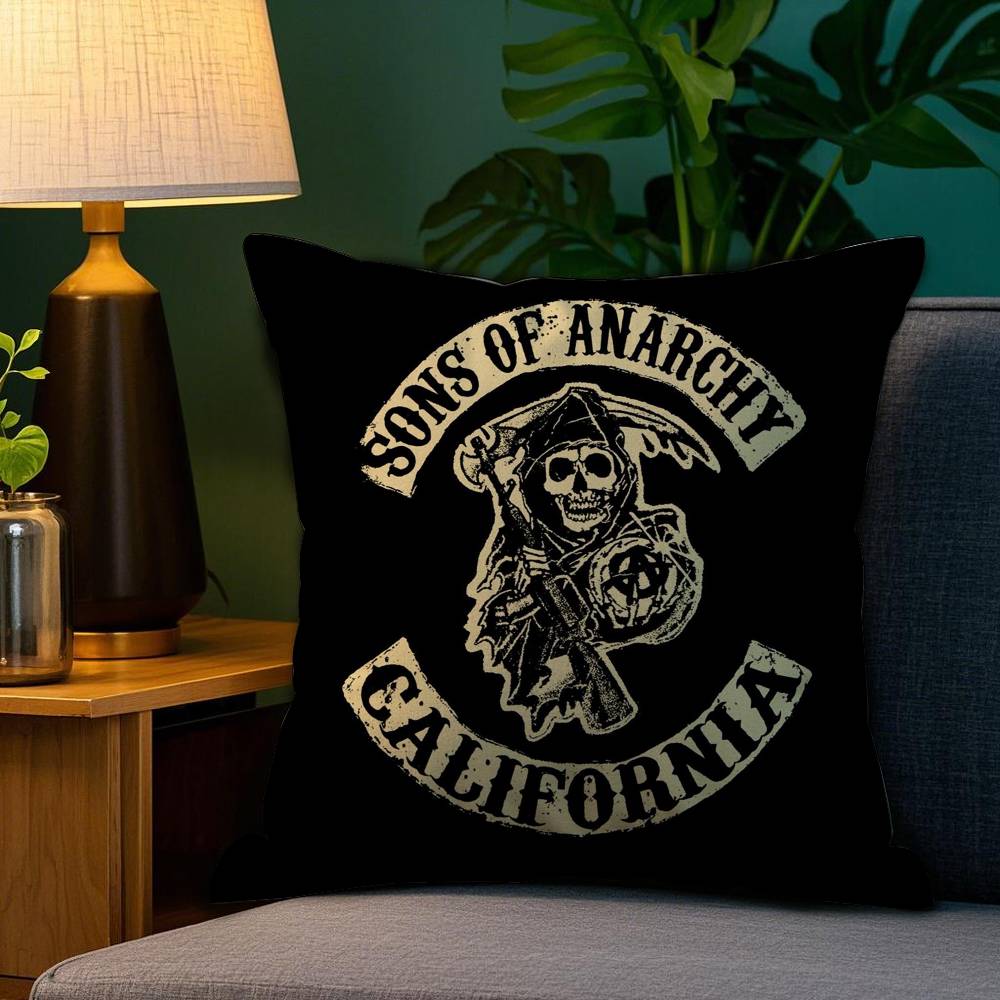 Cool S-Sons Of A-Anarchy Pillow Case Sofa Living Room Bedroom Double-Sided Printing Square Cushion Nap Time Pillow Case