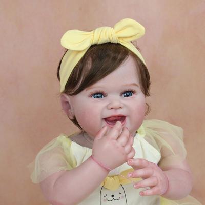 BZDOLL 55CM Alive 3D-Paint Skin Soft Silicone Reborn Baby Girl Realistic Smiling Princess Toddler Art Doll With Vascular Vein
