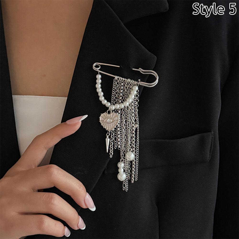 Beaded Tassel Irregular Heart Brooch Handmade Beaded Many Layer Chains Brooches Multi-functional Beaded Pearl Pin Accessories
