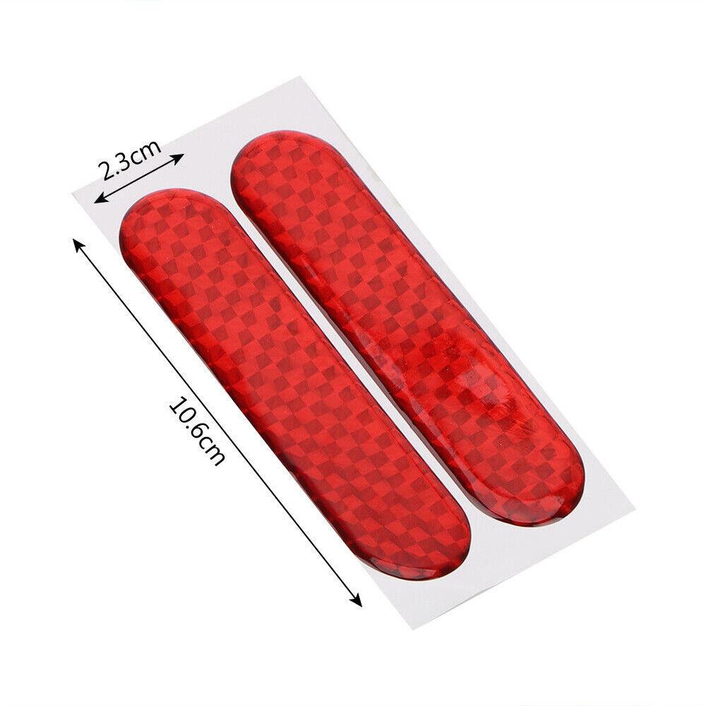 2PCS Reflective Safety Warning Strip Tape Car Door Bumper Reflector Stickers Red