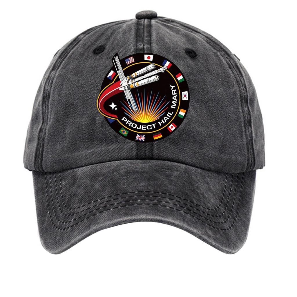 Washed Cotton Baseball Cap With Printed Distressed Soft Top Denim Hat For Men, European And American Retro Hat