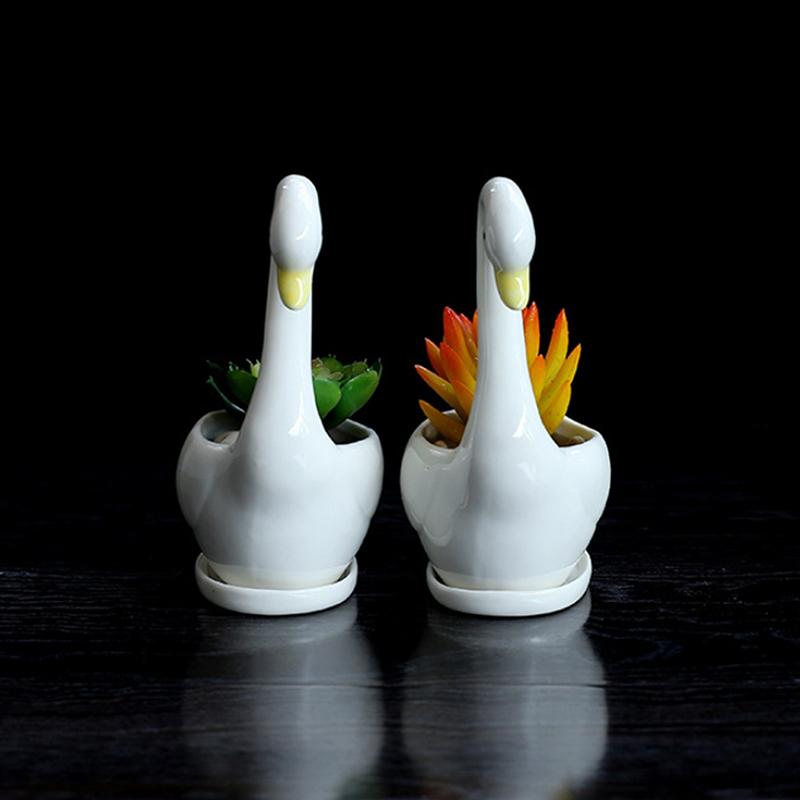 Swan Ceramic Flower Pot Flower Container Vase Pot Ornament Succulent Planter Pot For Table Centerpiece Decors Office Home Bonsai