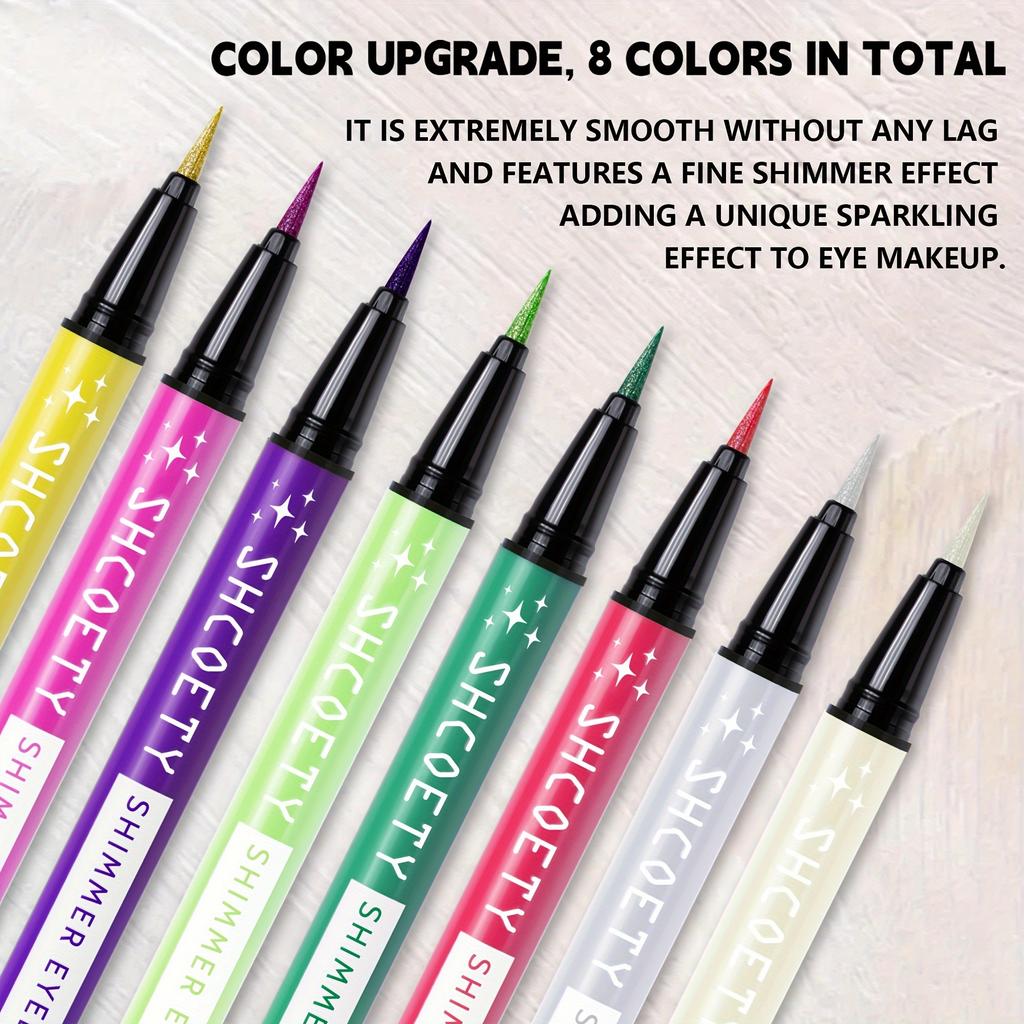 8 Color Single Pearlescent Fine Shimmer Eyeliner Pen, Eye Contour Pencil