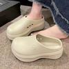 Height-increasing eva integrated slippers thick-soled bag head wear new lightweight non-slip hole shoes simple bag head shoes women's