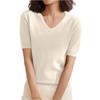 Women's Sweater T-Shirt Short Sleeve Knitted Tops Pullover V-Neck Sweater Lightweight Casual Color Sweater Elegant Spring Summer Tops