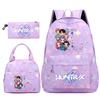 3Pcs/set 26 English Letter Kpop Printed Backpack Handbag Pencil Case for Teenger Student Girl Boy Schoolbag Kid Bookbag Large Capacity Travel Bag Gift
