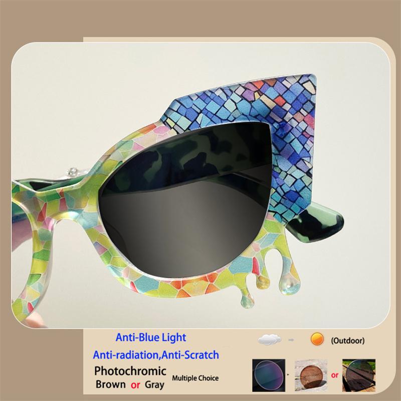 Fashion Butterfly Cat Eye Reading Glasses Photochromic Anti Blue Ray Women Computer Glasses +1.5 +2.5 Degrees