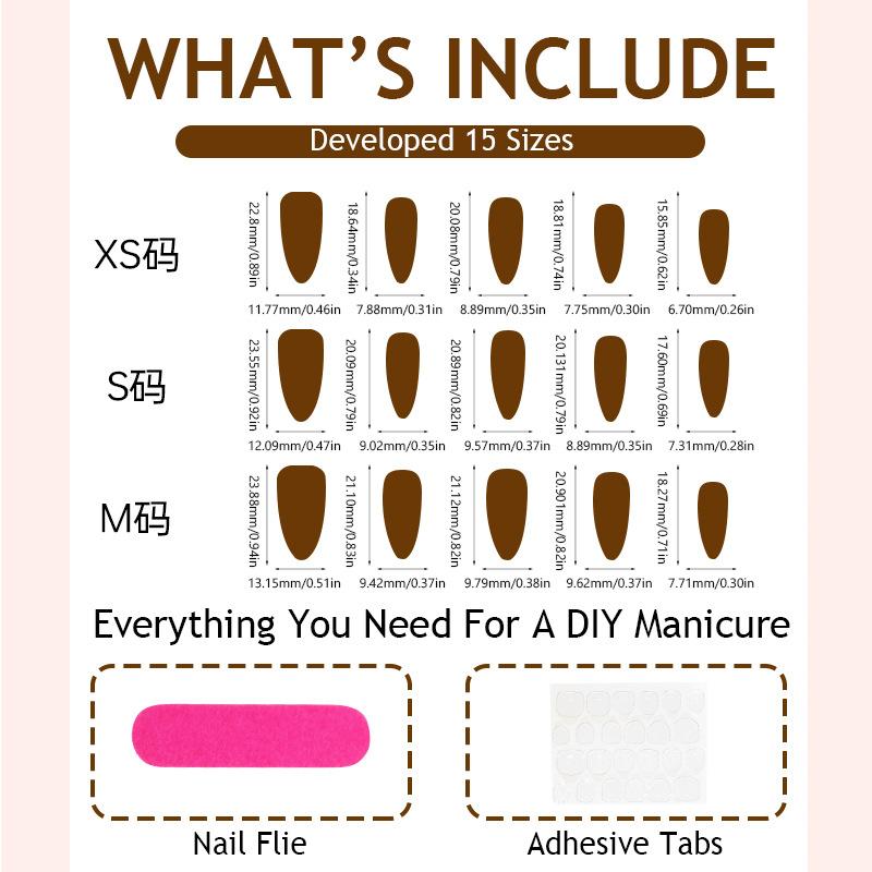 Long Press On Nails Stiletto Shaped Almond Fake Nails False Nails with 3D Designs Glue On Nails Reusable Artificial Nails Stick On Nails for Women