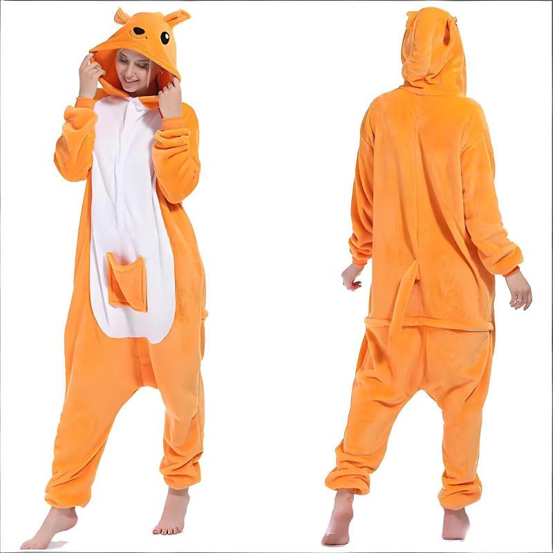 Klokan Kreslený Fleece Dětské Pyžamo s Kapucí Pro Zimní Pohodlí
