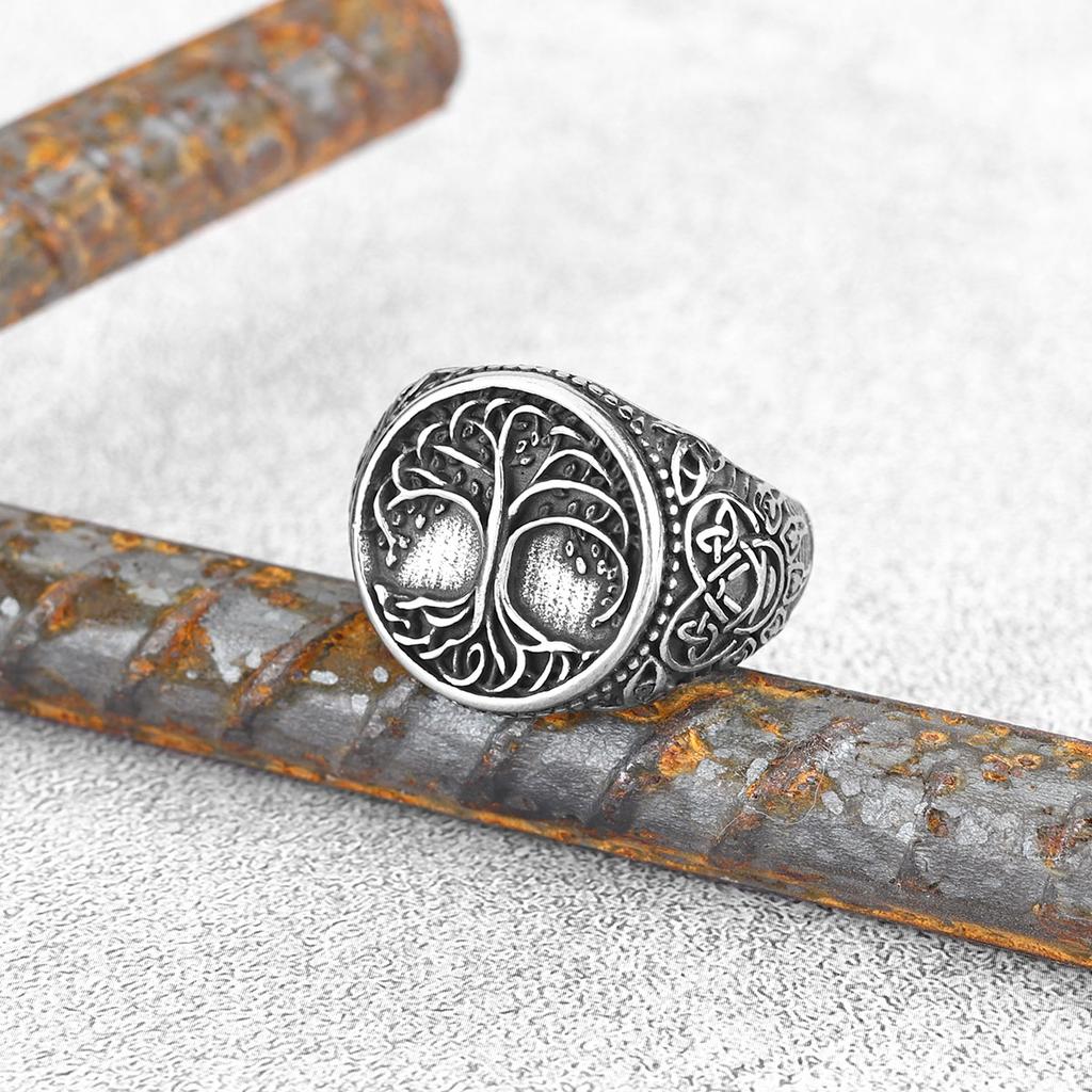 Vintage Tree of Life New Personalized Viking Ring Stainless Steel Men's Fashion and Creative Girls Party Jewelry Gifts