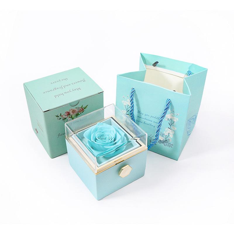 Rotating Rose Gift Box Acrylic Ring Necklace Flower Jewelry Box For Girlfriend Mother 2026 Hot Sale Christmas Romantic Gifts