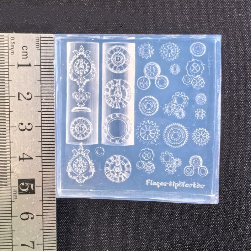 Exquisite Clock Gears 3D Silicone Nails Mold For Nail Charms Diy Nail Art Decorations Soft Stamping Mold Manicure Design Tools