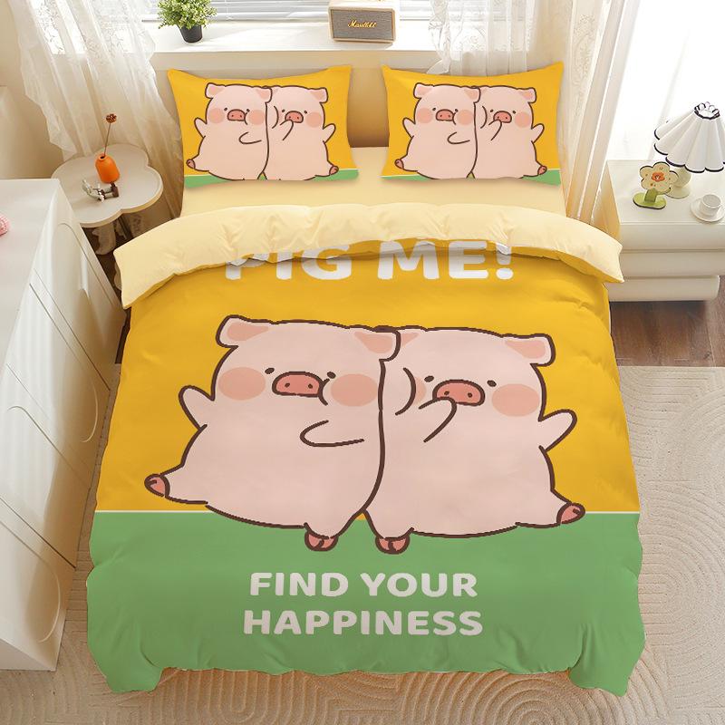 Cute Pig Duvet Cover Cartoon Animal Theme Bedding Set For Kids Adults, Sweet Bedspread Cover Ultra SoftRoom Decor Bedclothes