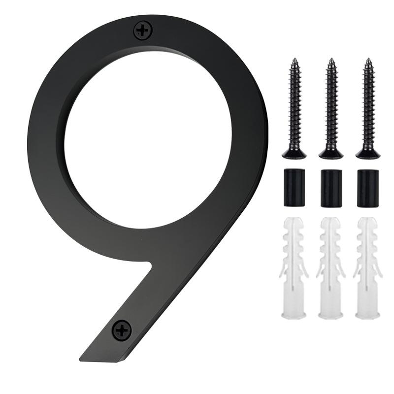 

Black Floating House Number Outdoor 6 Inch Acrylic Apartment Door Numbers Mailbox Address Sign #0-9 With Screws