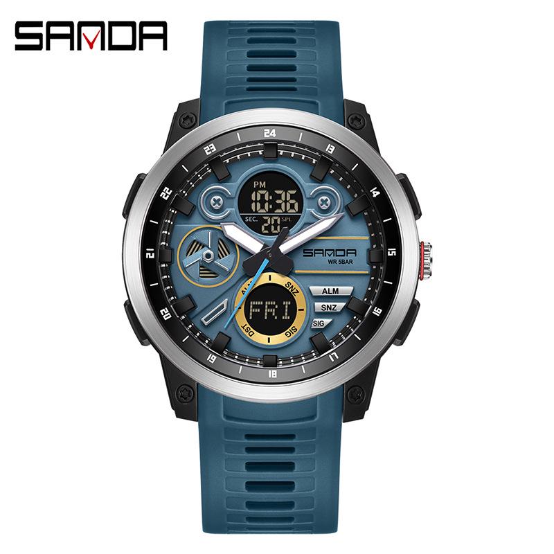 Reloj Deportivo Multifuncional Impermeable Sanda para Estudiantes con Temporizador de Cuenta Atrás y Funciones de Múltiples Zonas Horarias