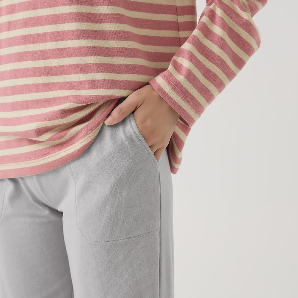 Gunze CI Comme CA Long Sleeve and CVC MF6034 Women's Pants, Yarn-Dyed Smooth, Pink,