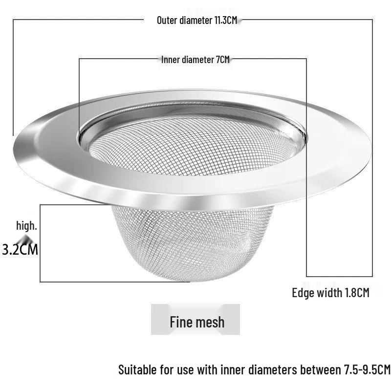 Stainless Steel Kitchen Sink Drain and Vegetable Basin Anti-Clogging Filter Net