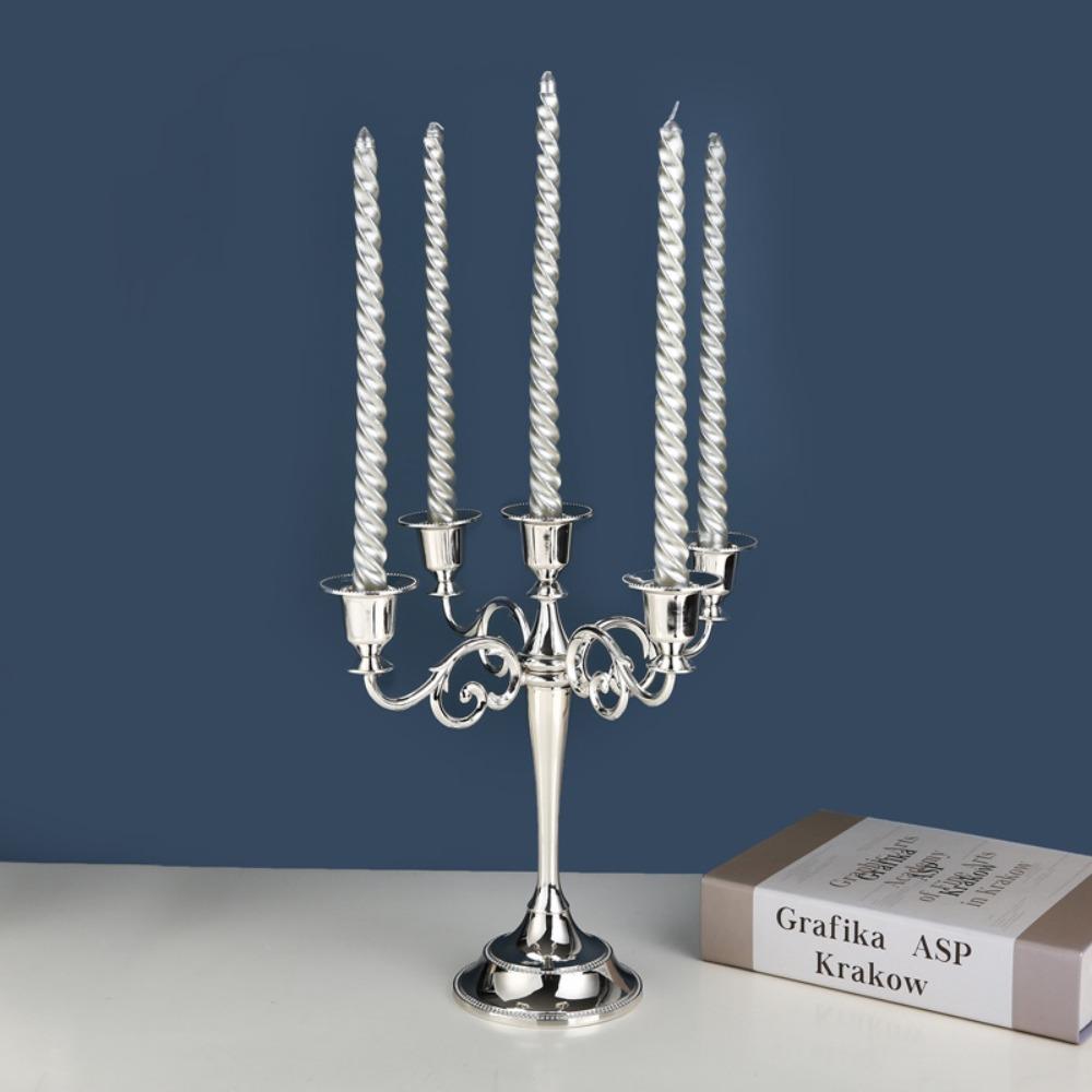 3/5 Arms Candle Holder Electroplated Candelabrum Wedding Decorations European Candlestick  Banquet