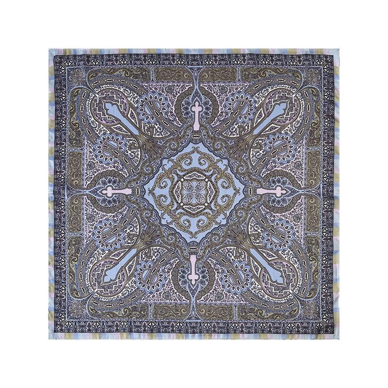 European and American Fashion Cashew Flower Silk Scarf Square Scarf 71 Imitation Silk Satin Square Scarf Headscarf Bag Silk Scarf Multi-purpose Scarf