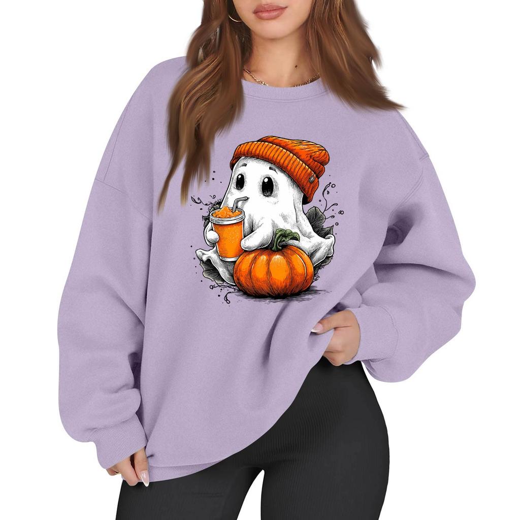 Women's Casual Fashion Long Sleeve Printed Round Neck Sweatshirt Top