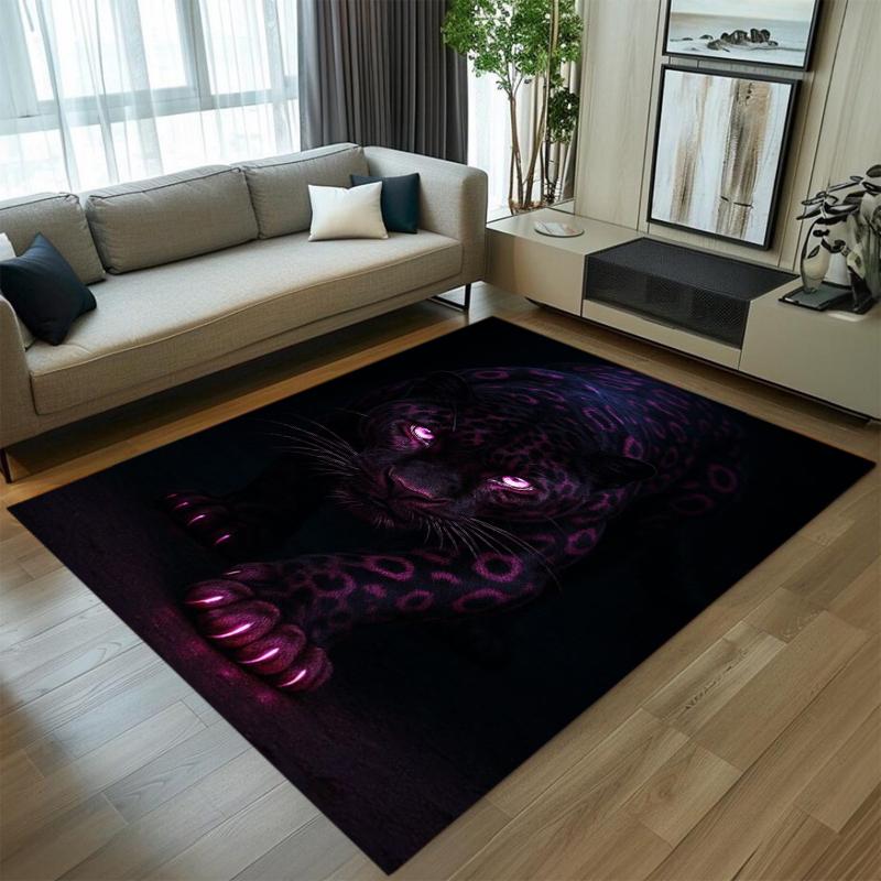 Black Panther Art Carpet Modern Living Room Rug Home Decoration Mat Floor Mat Glowing Blue Eyes Design for Home Decor