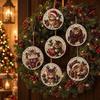 6pcs 2D Flat Wooden Christmas Ornaments Santa Wooden Tag Pendants  New Year Gift