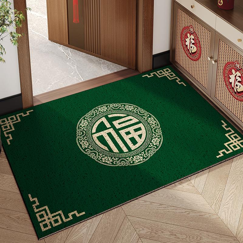 Green Door Floor Mat Entering The Door Silk Ring Foot Pad Non-Slip And Dirt-Resistant Door Mat Thickened Carpet Can Be Cut And Thickened