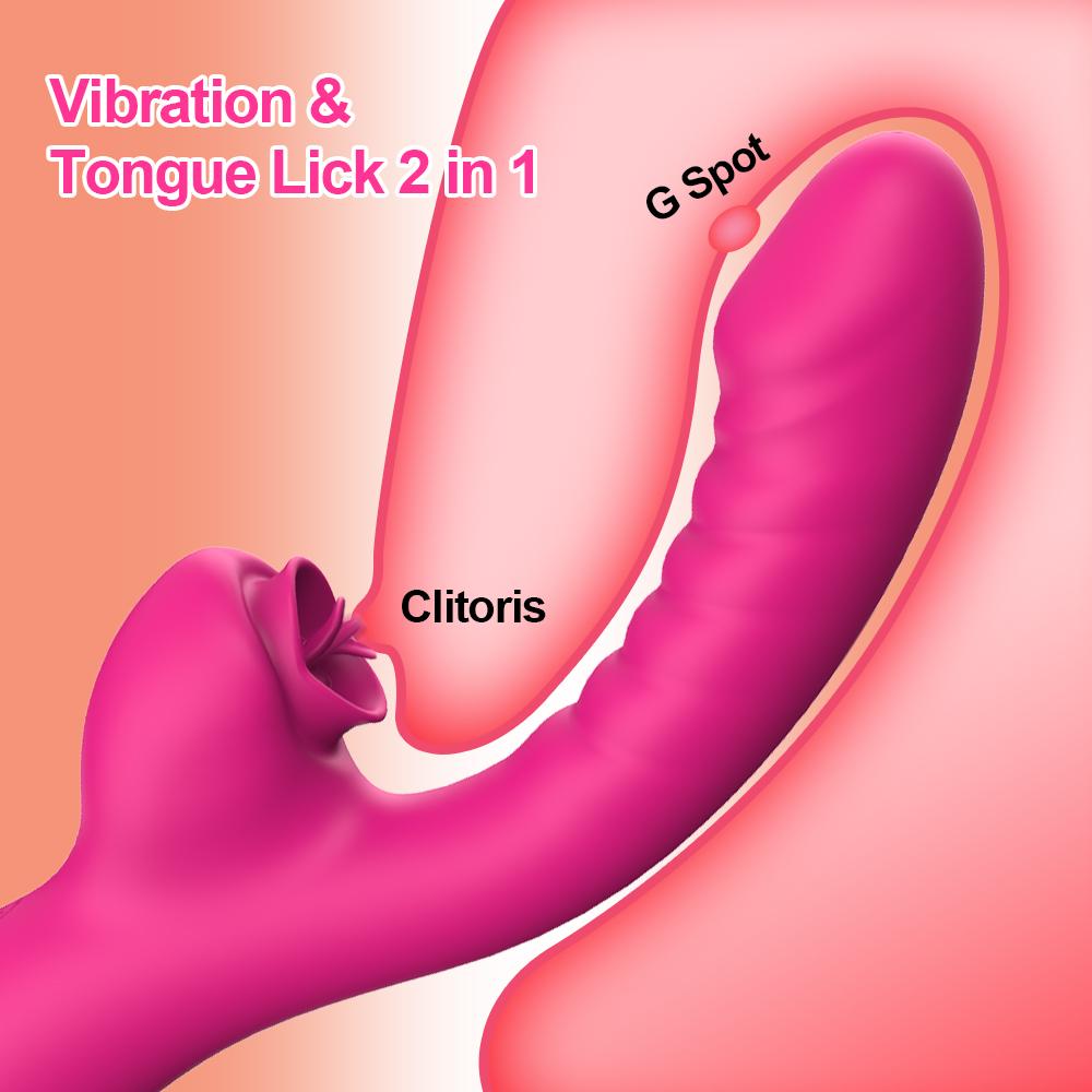 Vibrator For Women 2 In 1 Licking Machine Clitoris Stimulator G-Spot Powerful Vibro Dildo Wand Female Clit Sucker Adult Sex Toys
