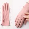 Windproof Solid Color Outdoor Velvet Full Finger Gloves Thick Mittens  Female Gloves
